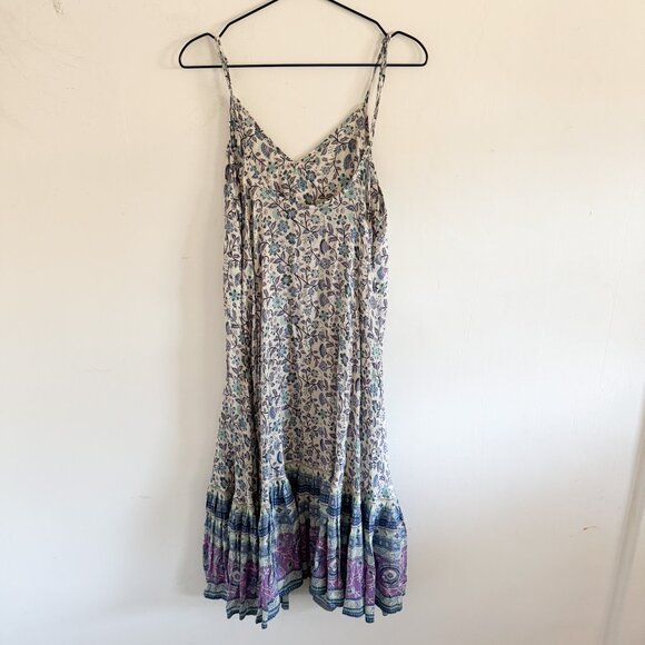 Spell & The Gypsy Purple Blue Floral Midi Dahlia Dress M - Picture 7 of 7
